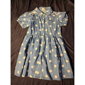 Boutique girls Dress Cool Beans Blue Polka Dot Size 4/5